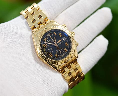 Breitling Chronomat 1884 Black Dial In 18K Gold With Box/Papers